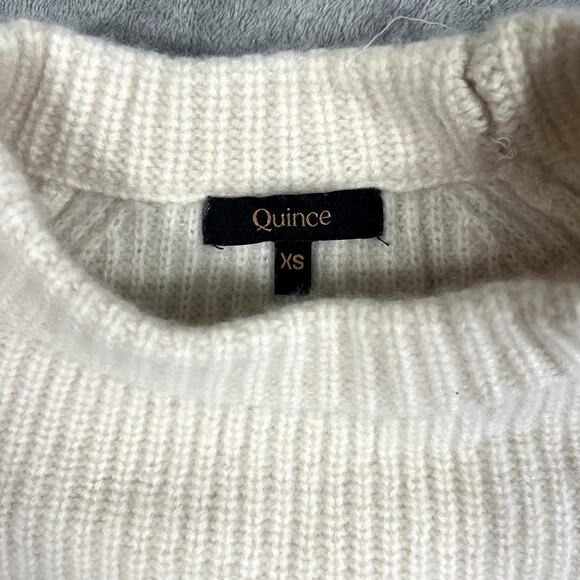 Quince Women's XS 100% Cashmere Sweater White Knit Quiet Luxury - Picture 3 of 9